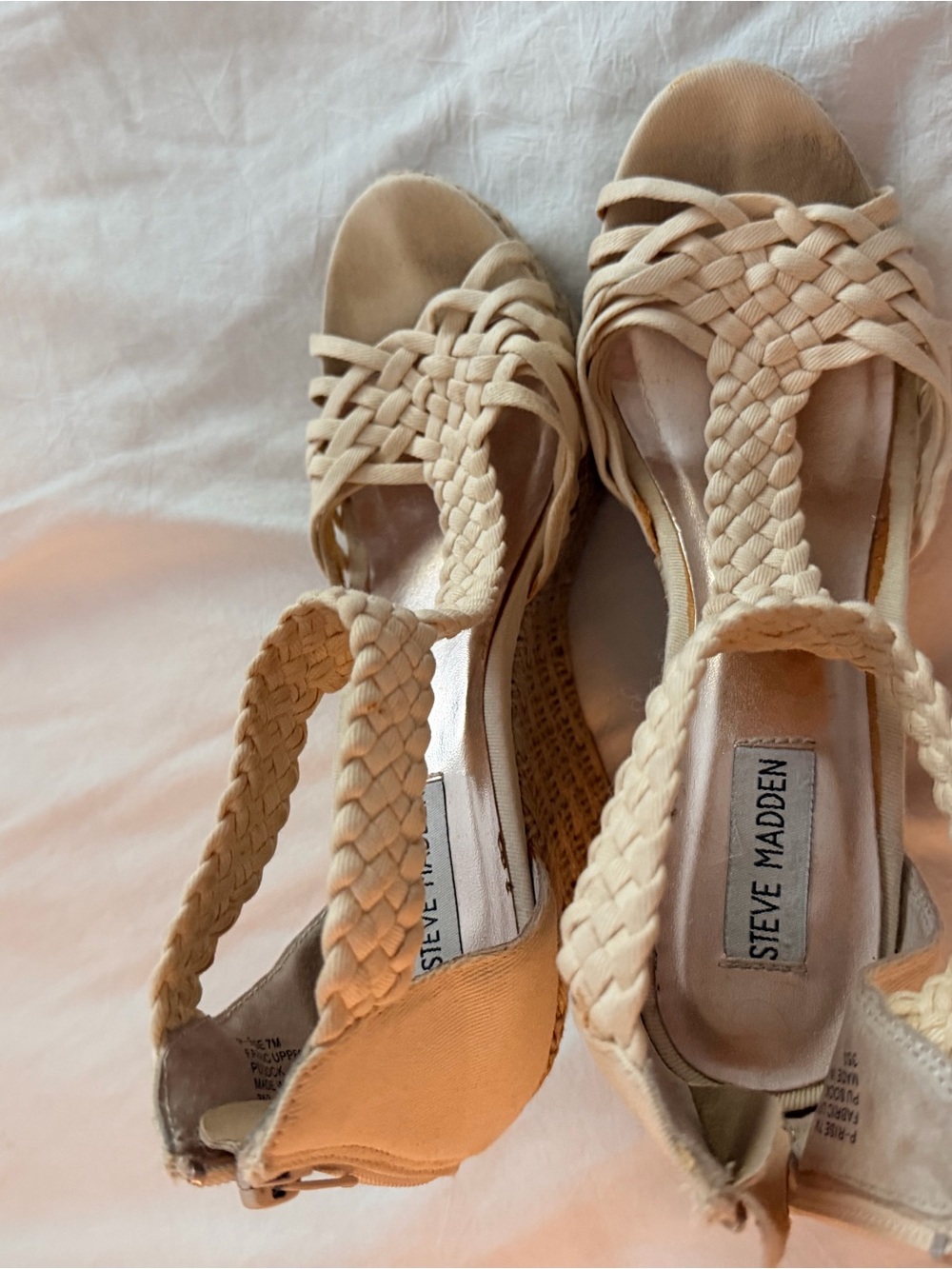 Steve Madden Braided Espadrille Wedges in Beige